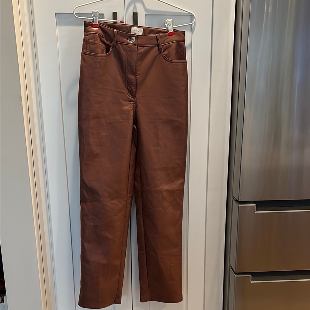 Cognac Women'sfaux  leather jeans